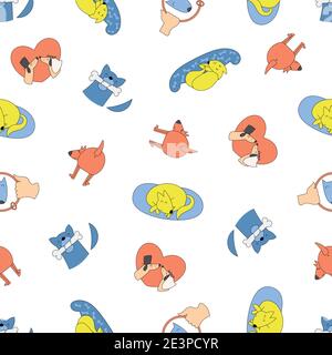 Vettore modello senza giunture con cani carini. Illustrazione Vettoriale