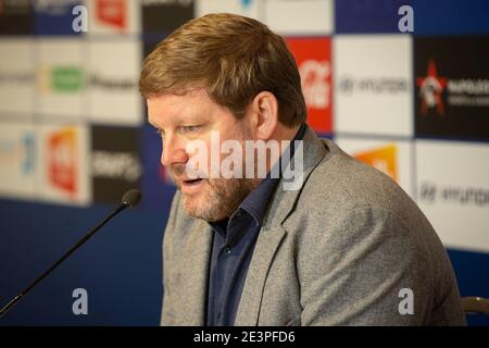 Il nuovo capo allenatore di Gent Hein Vanhaezebrouck ha ritratto durante una conferenza stampa della squadra di calcio belga KAA Gent, mercoledì 20 gennaio 2021 a Gent, ahea Foto Stock