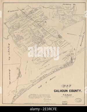 Mappa della contea di Calhoun, Texas. Foto Stock