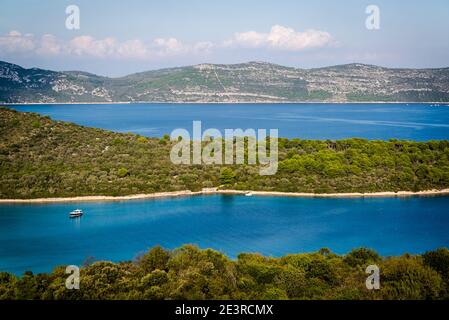 Seascape, Mali Iz, Isola di Iz, arcipelago di Zara, Dalmazia, Croazia Foto Stock