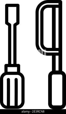 Sega e cacciavite icona o logo vettoriale semplice Illustrazione Vettoriale