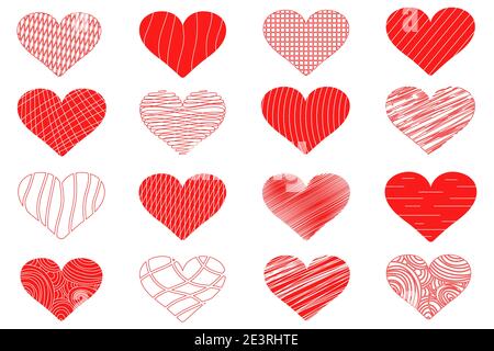 Una serie di elementi vettoriali modificabili. Collezione Valentines Day con tratto modificabile. Vettore cute illustrazioni. Icone isolate su sfondo bianco. Illustrazione Vettoriale