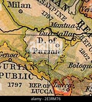 Mappa Ducato di Parma. Foto Stock