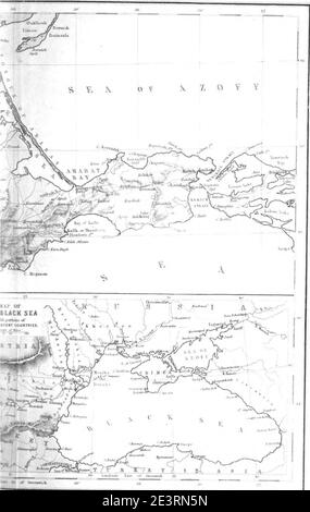 Mappe del Mar Nero e del Mare di Azov. George Dodd. Storia pittorica della guerra russa 1854-5-6. Foto Stock