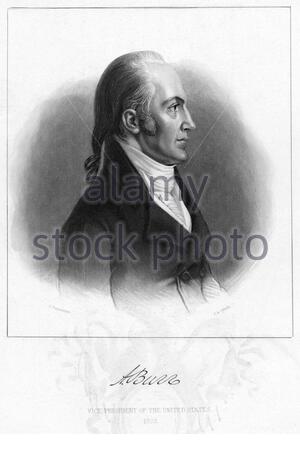 Aaron Burr Jr Jr, 1756 – 1836, è stato un . È stato il terzo vice presidente degli Stati Uniti durante il primo mandato del presidente Thomas Jefferson dal 1801 al 1805, illustrazione d'epoca del 1800 Foto Stock