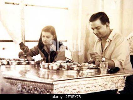 L'uomo Singh II e la sua regina Gayatri Devi. Foto Stock