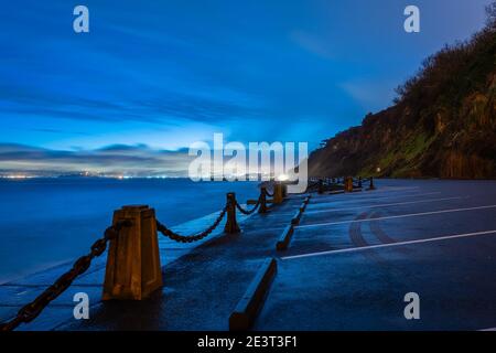 Alba nebbia da Fort Point Foto Stock