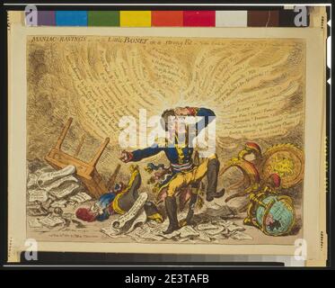 Boney maniaco-raving's-or-Little in una forte vestibilità - JS. Inv. Gillray e fetto. Foto Stock