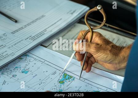 Mappa nautica del mare di Papua Nuova Guinea Foto Stock