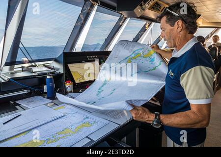 Mappa nautica del mare di Papua Nuova Guinea Foto Stock