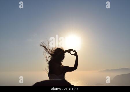 Cuore sul bellissimo tramonto, Rodi, Grecia Foto Stock