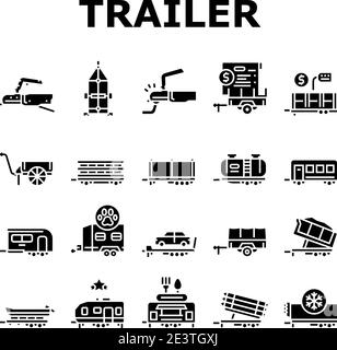 Icone di raccolta trasporto rimorchio Imposta vettore Illustrazione Vettoriale