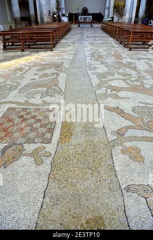 L'interno della cattedrale di Santa Maria annunciato in stile romanico 4 maggio 2018 Otranto Salento Italia Foto Stock