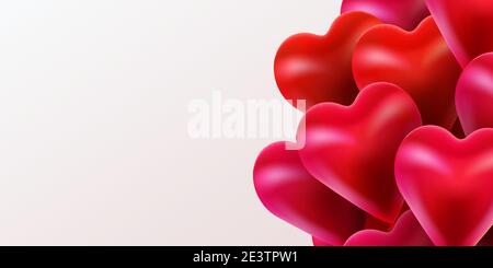 Buon San Valentino sfondo con Flying Glossy cuori palloncini. Illustrazione vettoriale Illustrazione Vettoriale