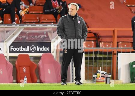 Nottingham, Regno Unito. 20 gennaio 2021. Neil Warnock, manager di Middlesbrough durante la partita del campionato Sky Bet tra Nottingham Forest e Middlesbrough al City Ground di Nottingham mercoledì 20 gennaio 2021. (Credit: Jon Hobley | MI News) Credit: MI News & Sport /Alamy Live News Foto Stock