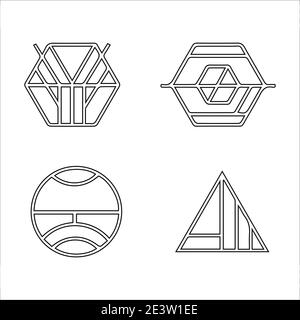 icone astratte dei loghi tribali dell'hipster lineare Illustrazione Vettoriale