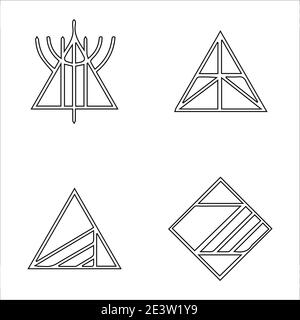 icone astratte dei loghi tribali dell'hipster lineare Illustrazione Vettoriale