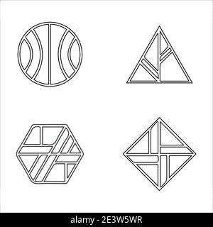 icone astratte dei loghi tribali dell'hipster lineare Illustrazione Vettoriale