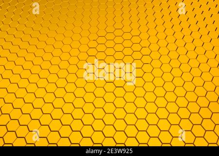 Motivo esagonale dorato - concetto a nido d'ape. Rendering 3D. Foto Stock