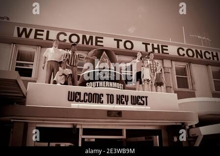 "Benvenuti nella Repubblica di Conch" ingresso all'aeroporto di Key West, FL, USA. Famosa destinazione posizione. Foto Stock