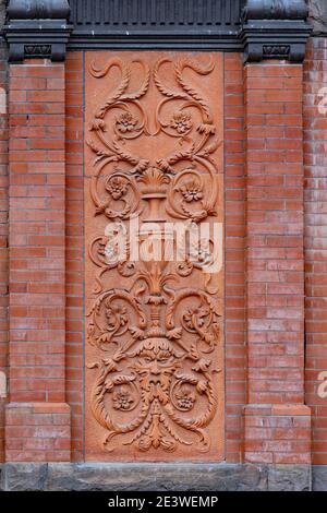 Decorazioni ornate per pareti esterne, Università di Toronto Foto Stock