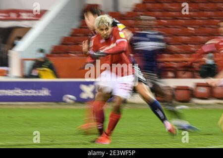 Nottingham, Regno Unito. 20 gennaio 2021. Lyle Taylor (33) di Nottingham Forest durante lo Sky Bet Championship match tra Nottingham Forest e Middlesbrough al City Ground di Nottingham mercoledì 20 gennaio 2021. (Credit: Jon Hobley | MI News) Credit: MI News & Sport /Alamy Live News Foto Stock