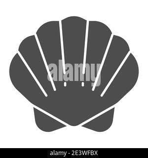Icona shell solida, concetto oceano, simbolo shell molluschi su sfondo bianco, icona seashell in stile glifo per il concetto mobile e il web design. Vettore Illustrazione Vettoriale