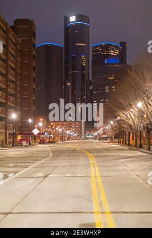 Detroit, Michigan - il centro del Rinascimento, sede della General Motors. Foto Stock