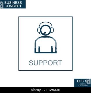 Concetto di business, icona web da linee sottili. Supporto - illustrazione vettoriale Illustrazione Vettoriale