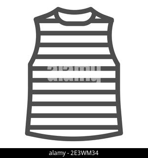 Icona smanicato della linea del gilet, concetto di vestiti estivi, simbolo della t-shirt smaneggiata su sfondo bianco, icona del gilet del marinaio in stile outline per il concetto mobile e. Illustrazione Vettoriale