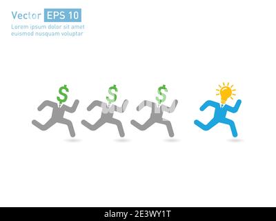 uomini d'affari che seguono l'uomo creativo leader. Concetto di leadership Illustrazione Vettoriale