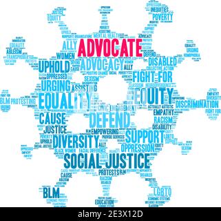 Advocate word cloud su sfondo bianco. Illustrazione Vettoriale