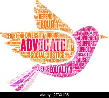 Advocate word cloud su sfondo bianco. Illustrazione Vettoriale