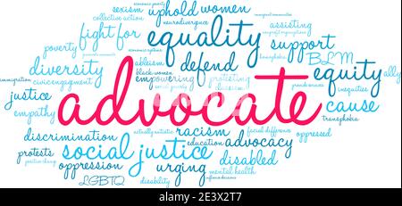 Advocate word cloud su sfondo bianco. Illustrazione Vettoriale