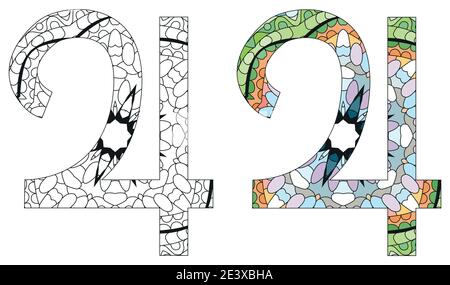 Segno Nettuno, astrologia concetto art. Tattoo design. Segni di oroscopo, simboli magici, icone. Concetto astrologico per il design occulto. Set di colori e contorni Illustrazione Vettoriale