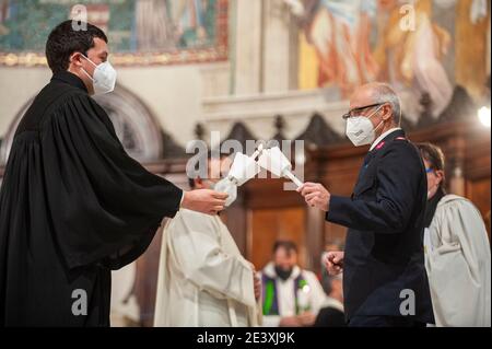 20 gennaio 2020 : Veglia Ecumenica in occasione della settimana di preghiera per l unità dei cristiani, nella Basilica di Santa Maria in Trastevere a Roma. Foto Stock