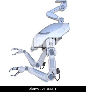 Sci - Fi bracci robotici industriali isolati sul bianco Foto Stock