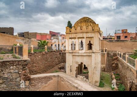 Souk di Marrakech e piazza Jemaa el-Fnaa e mercato nel quartiere medina di Marrakech, Foto Stock