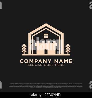 Elegante castello casa immobiliare design del logo, meglio per architettura costruzione modello di logo Illustrazione Vettoriale