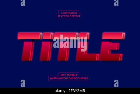 Titolo effetto testo rosso e blu Mockup Illustrazione Vettoriale