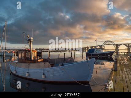 Taglierina tradizionale danese nel porto di Kalvehave, Danimarca Foto Stock