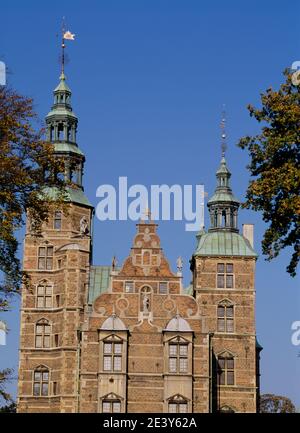 Rosenborg slot (castello), stile rinascimentale olandese, esterno, Copenaghen, Foto Stock