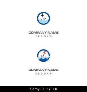 Tipo di simbolo del vettore modello di logo di ancoraggio Illustrazione Vettoriale