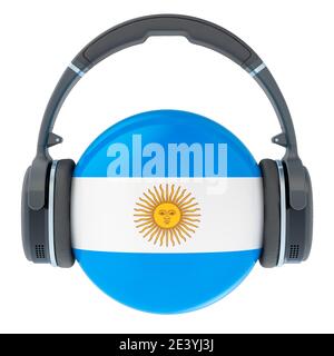 Cuffie con bandiera argentina, rendering 3D isolato su sfondo bianco Foto Stock