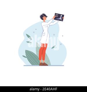 Concetto di illustrazione vettoriale del carattere del medico del fumetto piatto Illustrazione Vettoriale