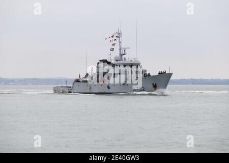 Arriva la nave da allenamento francese FS Guepard Una breve visita alla base navale Foto Stock