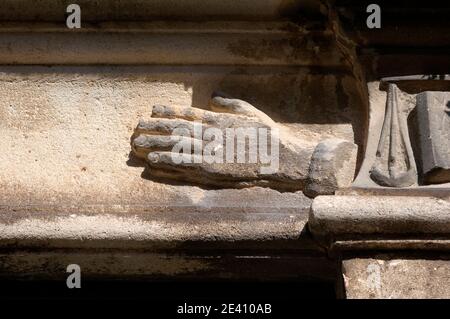 Ornamento in rilievo di pietra, Cattedrale di San Marco, Korcula, Costa Dalmazia, Croazia Foto Stock