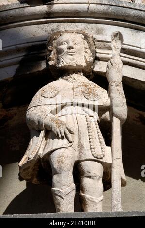 Ornamento in pietra, Cattedrale di San Marco, Korcula, Costa Dalmazia, Croazia Foto Stock