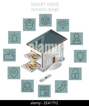 Casa intelligente. Raccolta infografica isometrica. Illustrazione vettoriale Illustrazione Vettoriale