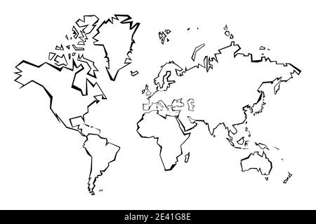 World map outline - chiaro poligonale stile geometrico semplice vettore. Illustrazione Vettoriale